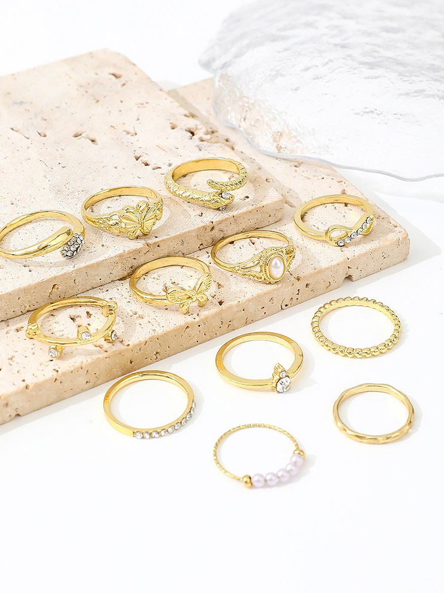 Set of 12 - Embellished Rings