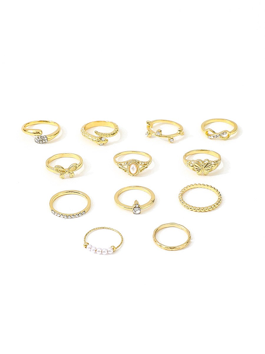 Set of 12 - Embellished Rings