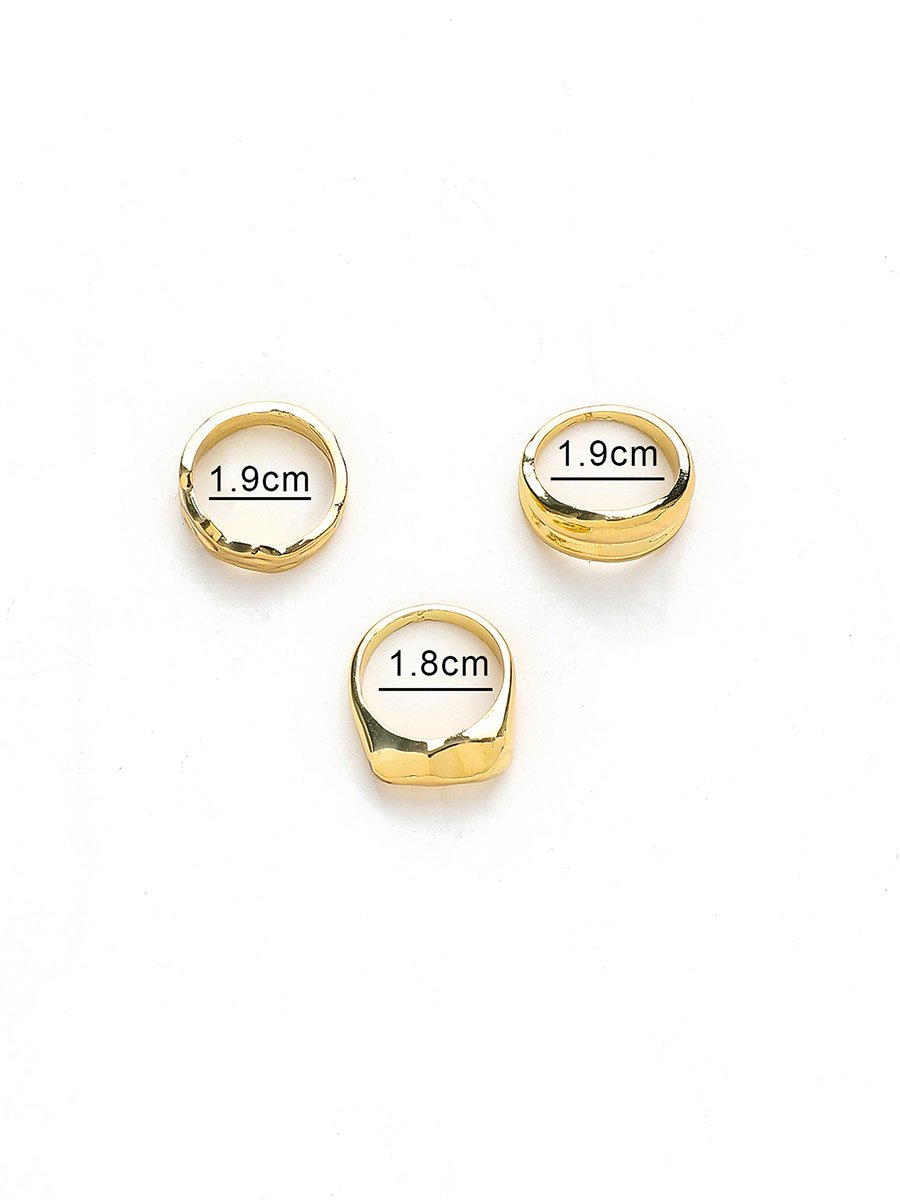 Set of 3 - Gold Tone Statement Rings
