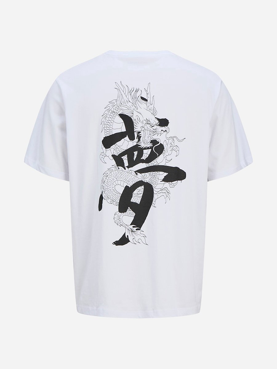 JJMiko Dragon Print Crew Neck T-Shirt
