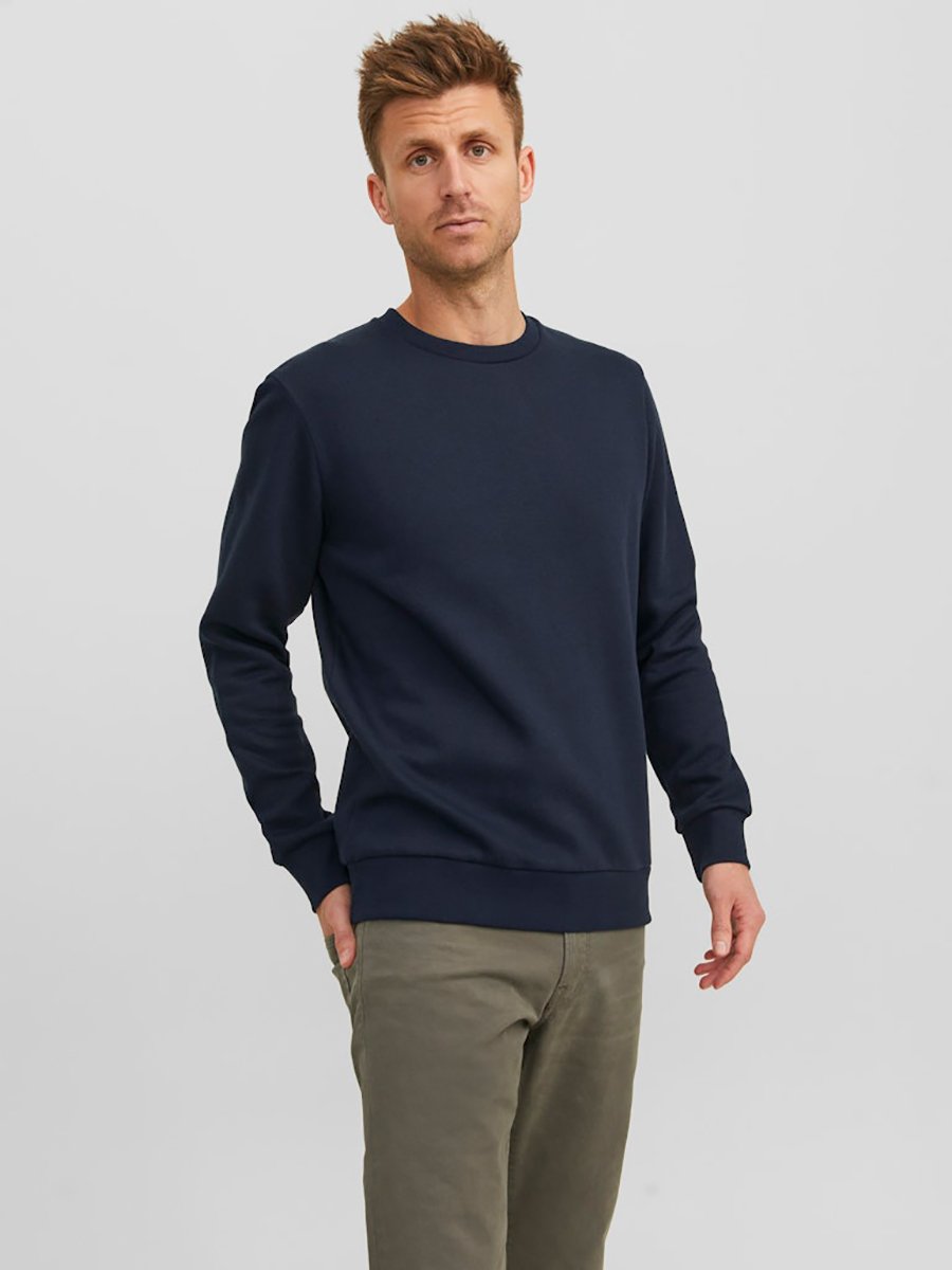 Navy Blue Basic Crew Neck Sweatshirt
