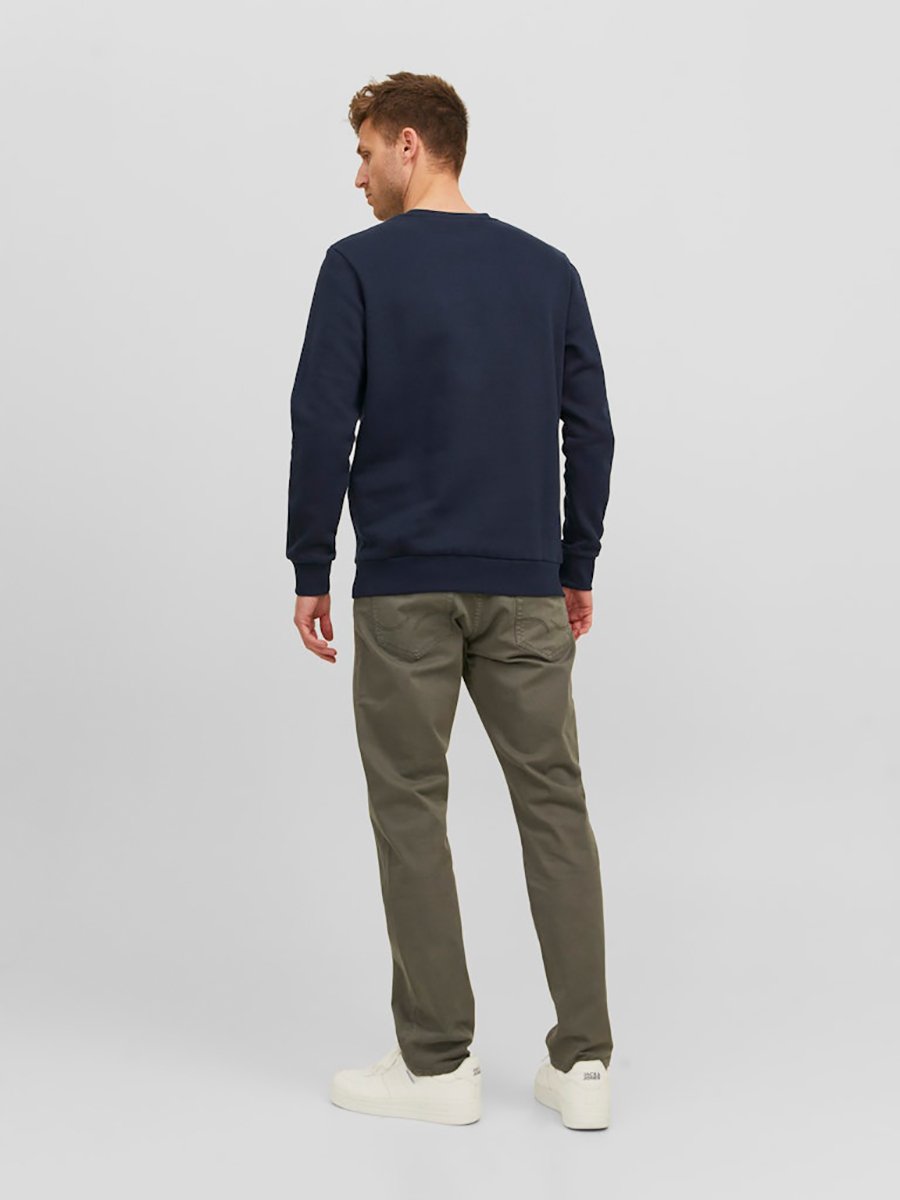 Navy Blue Basic Crew Neck Sweatshirt