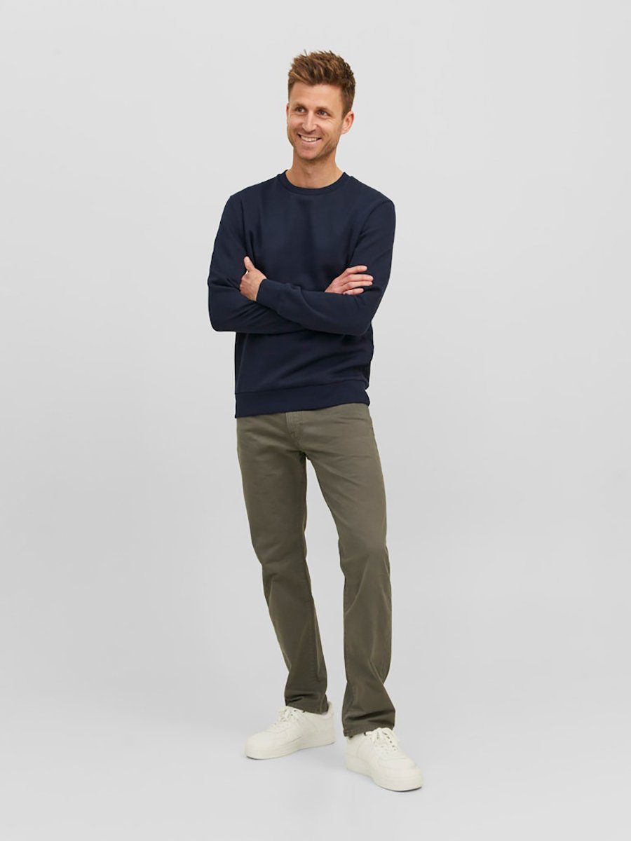 Navy Blue Basic Crew Neck Sweatshirt