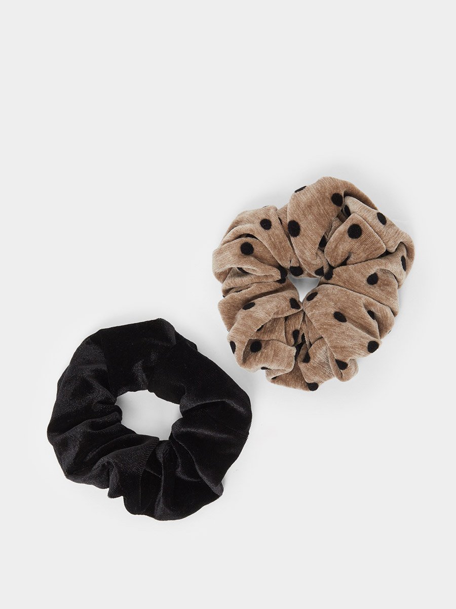Set of 2 - Solid and Printed Scrunchies