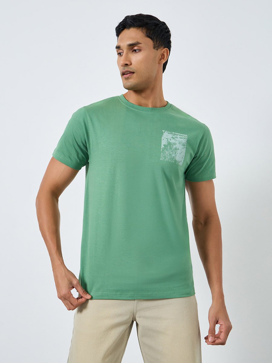 Men Back Graphic Round Neck T-Shirt