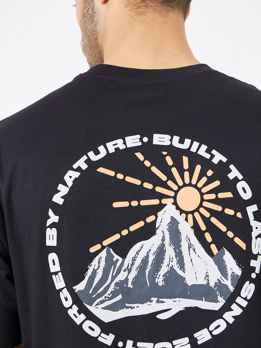 Men Black Graphic Print Oversized T-Shirt