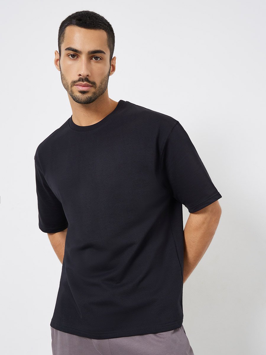 Men Black Graphic Print Oversized T-Shirt