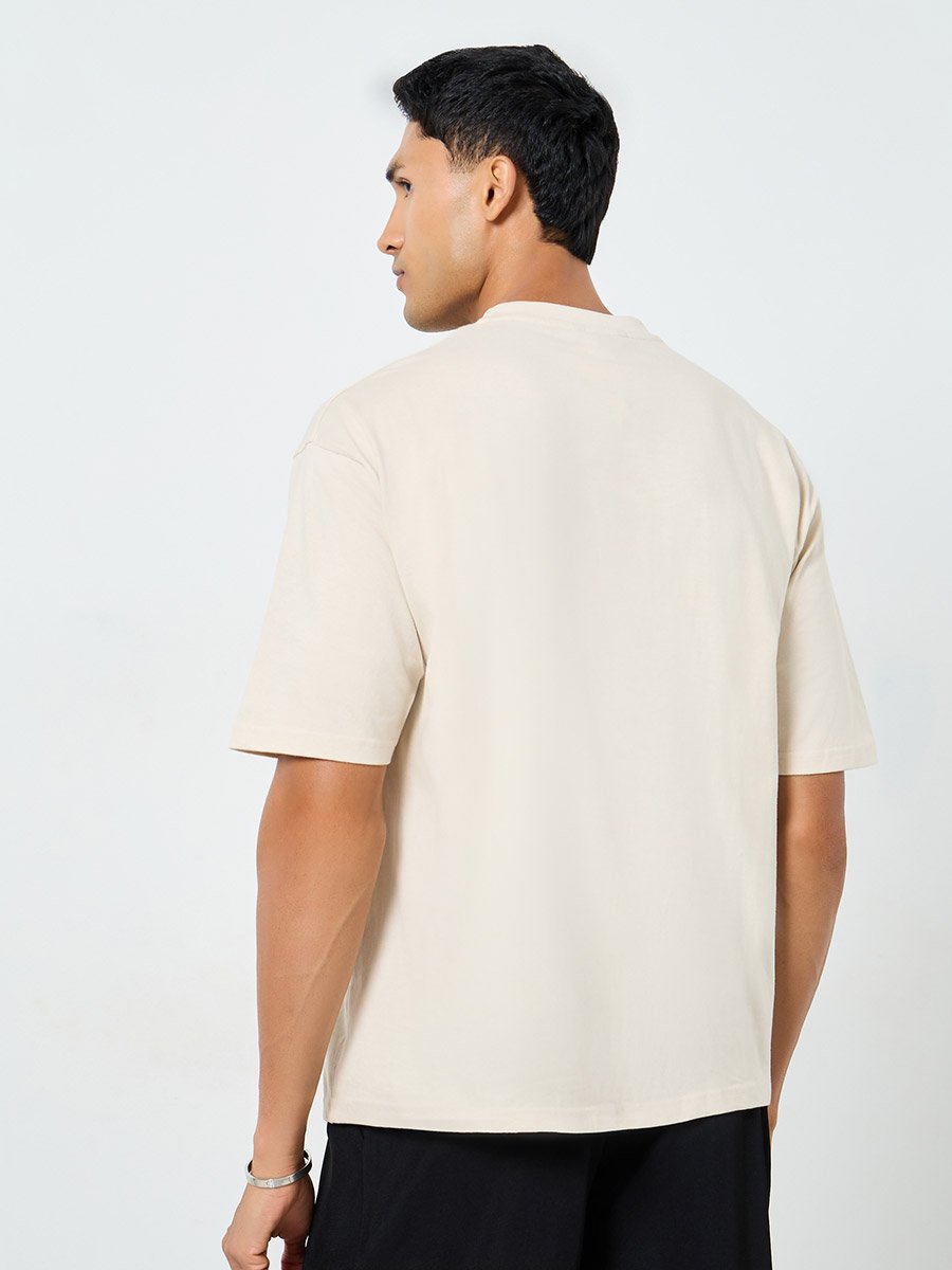 Men Oversized Chest Patch Detail T-Shirt
