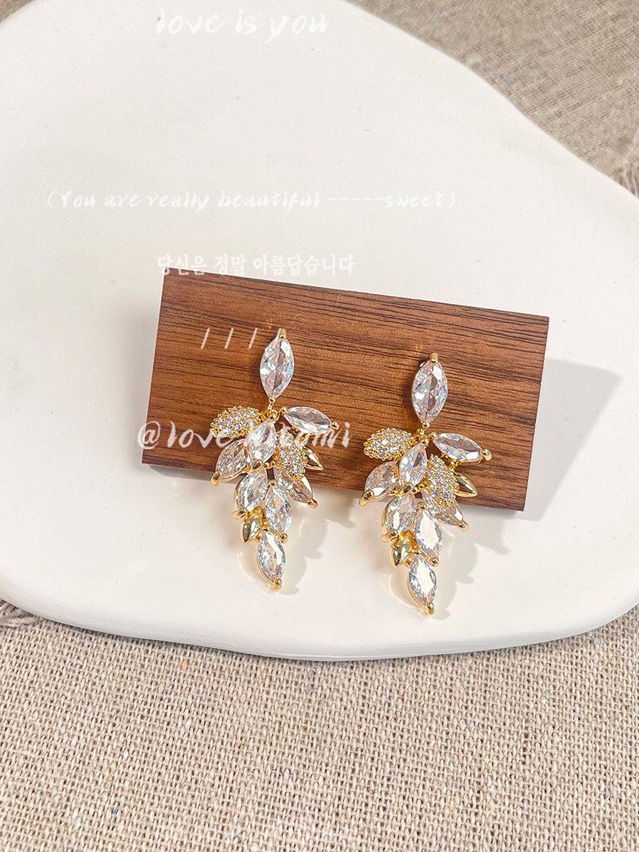 Gold Leaf Embellished Dangle Earrings