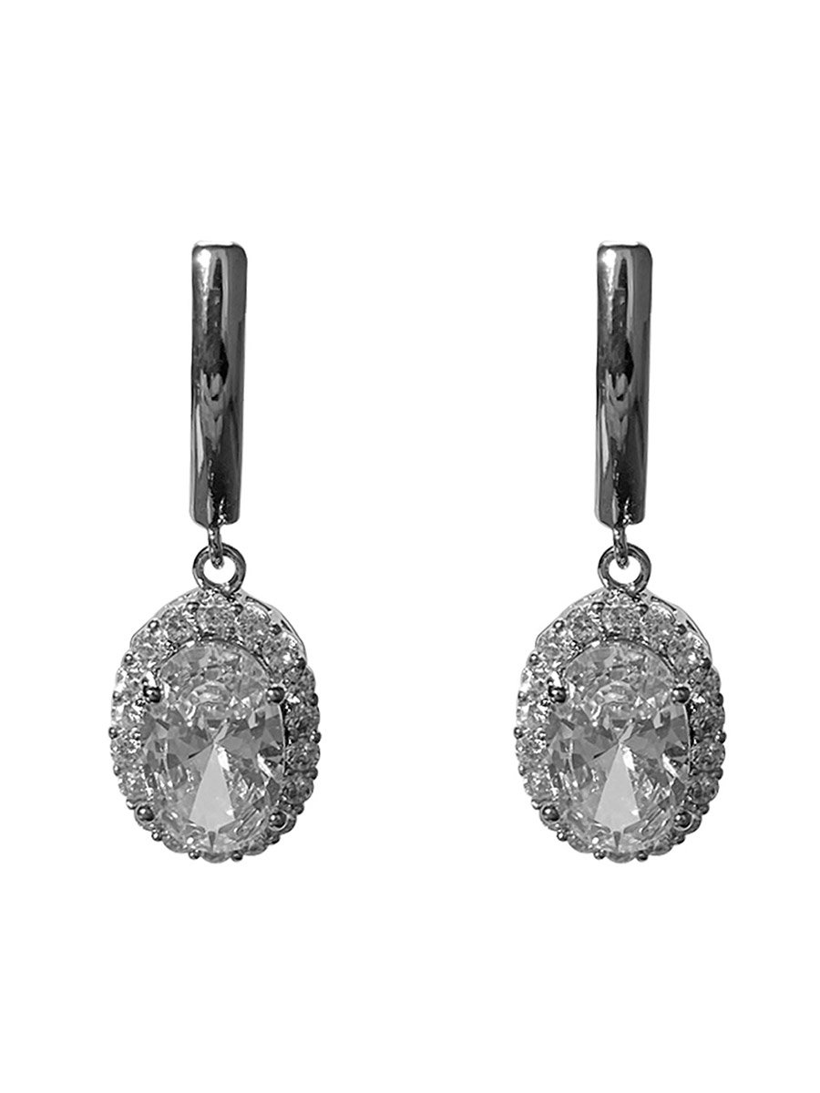 Silver Embellished Drop Earrings