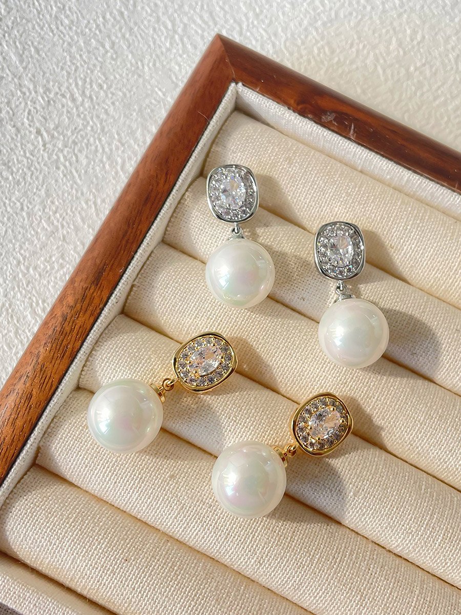 Gold Faux Pearl Embellished Earrings