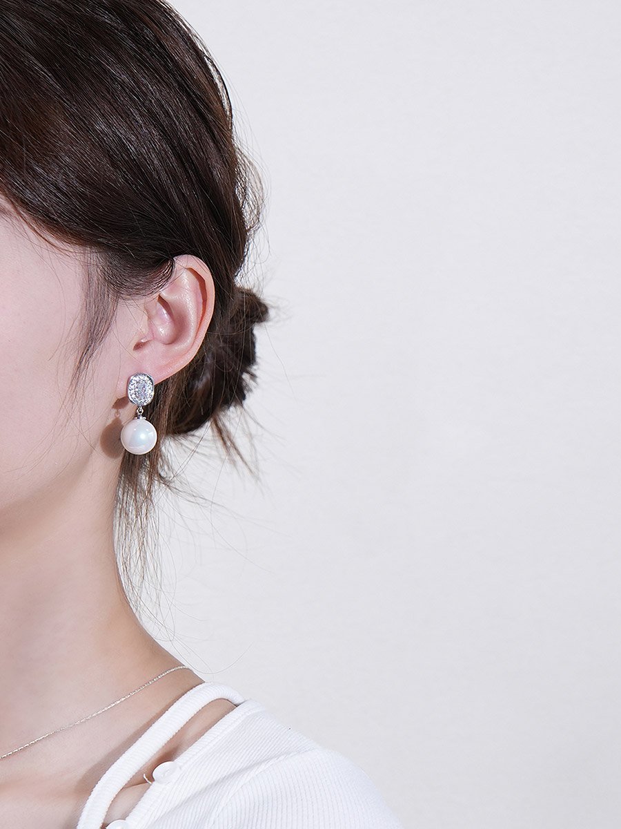 Gold Faux Pearl Embellished Earrings