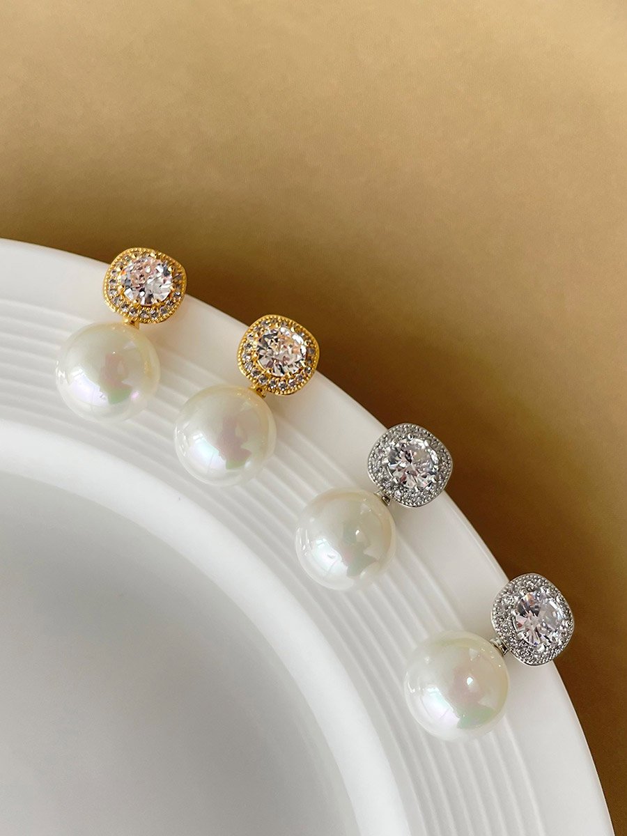 Gold Faux Pearl Embellished Earrings