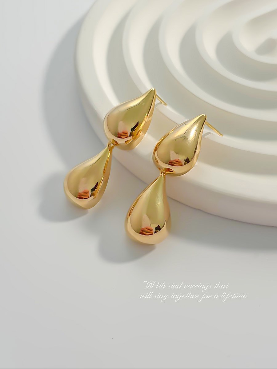 Gold Waterdrop Shape Drop Earrings