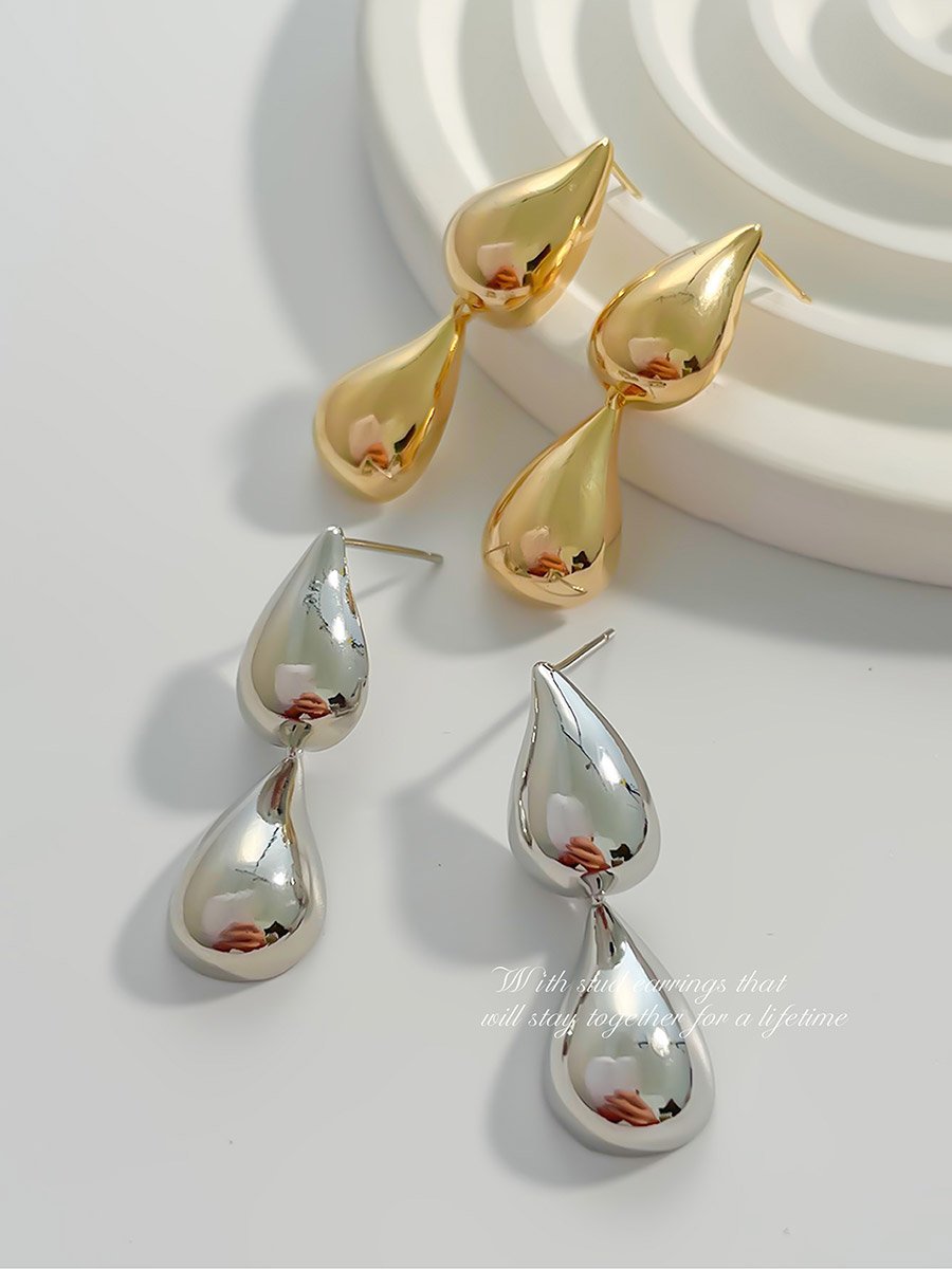 Gold Waterdrop Shape Drop Earrings
