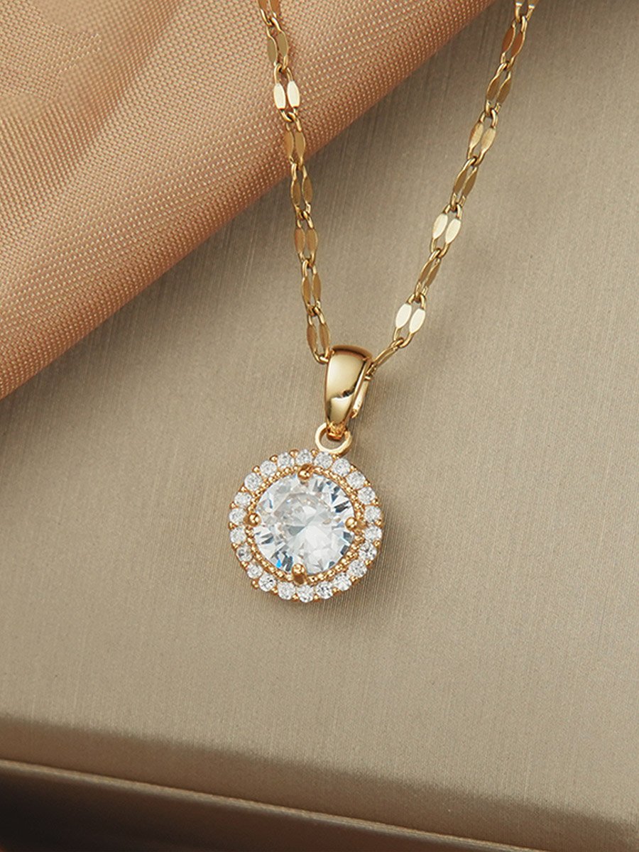 Circle Embellished Drop Necklace