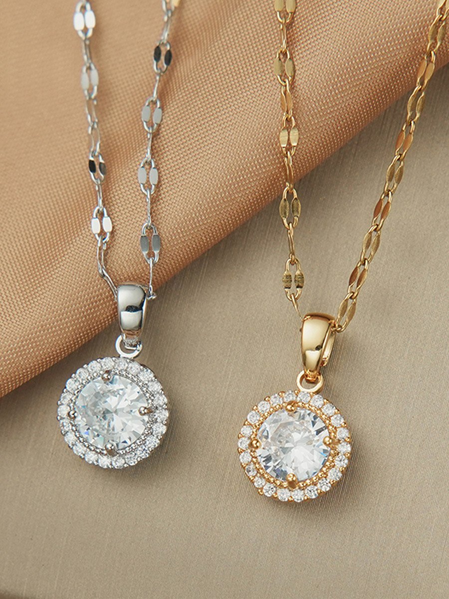 Circle Embellished Drop Necklace