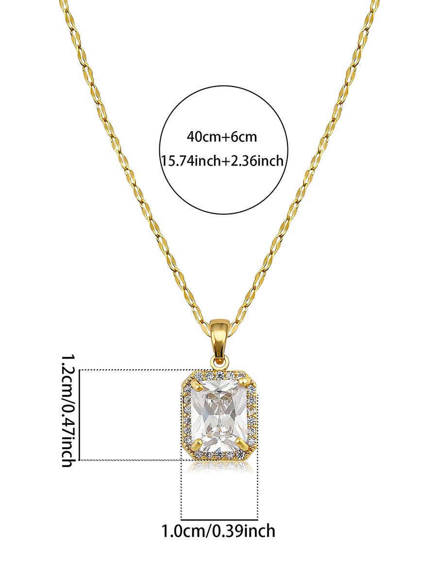 Square Embellished Drop Necklace