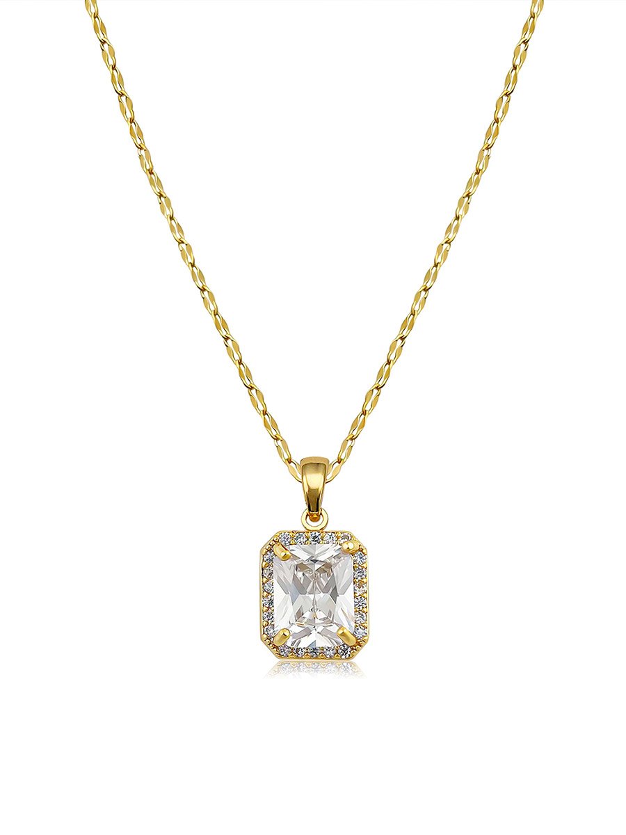 Square Embellished Drop Necklace