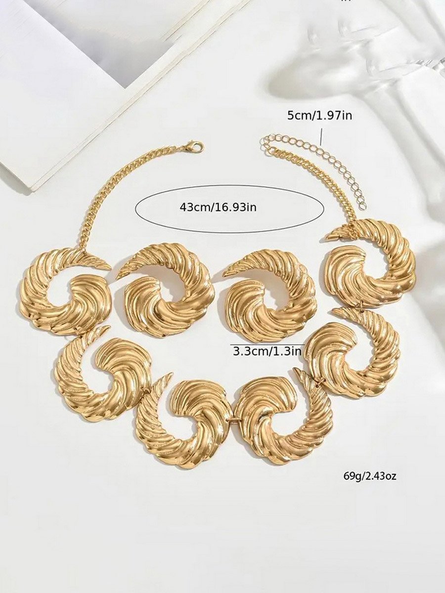 Textured Statement Necklace and Earrings Jewelry Set