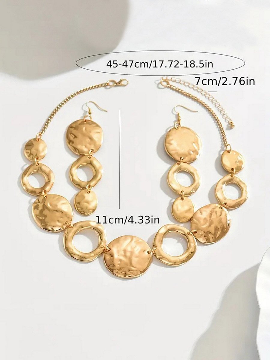 Circle Hollow Necklace and Earrings Jewelry Set