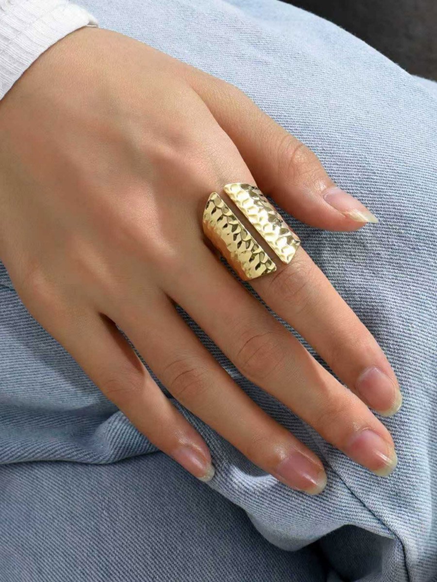 Hammered Gold Tone Cuff Ring
