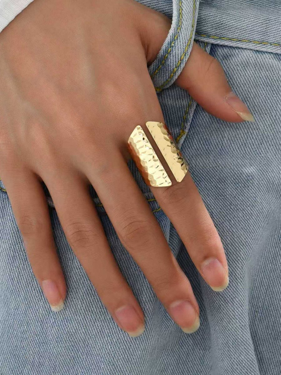 Hammered Gold Tone Cuff Ring