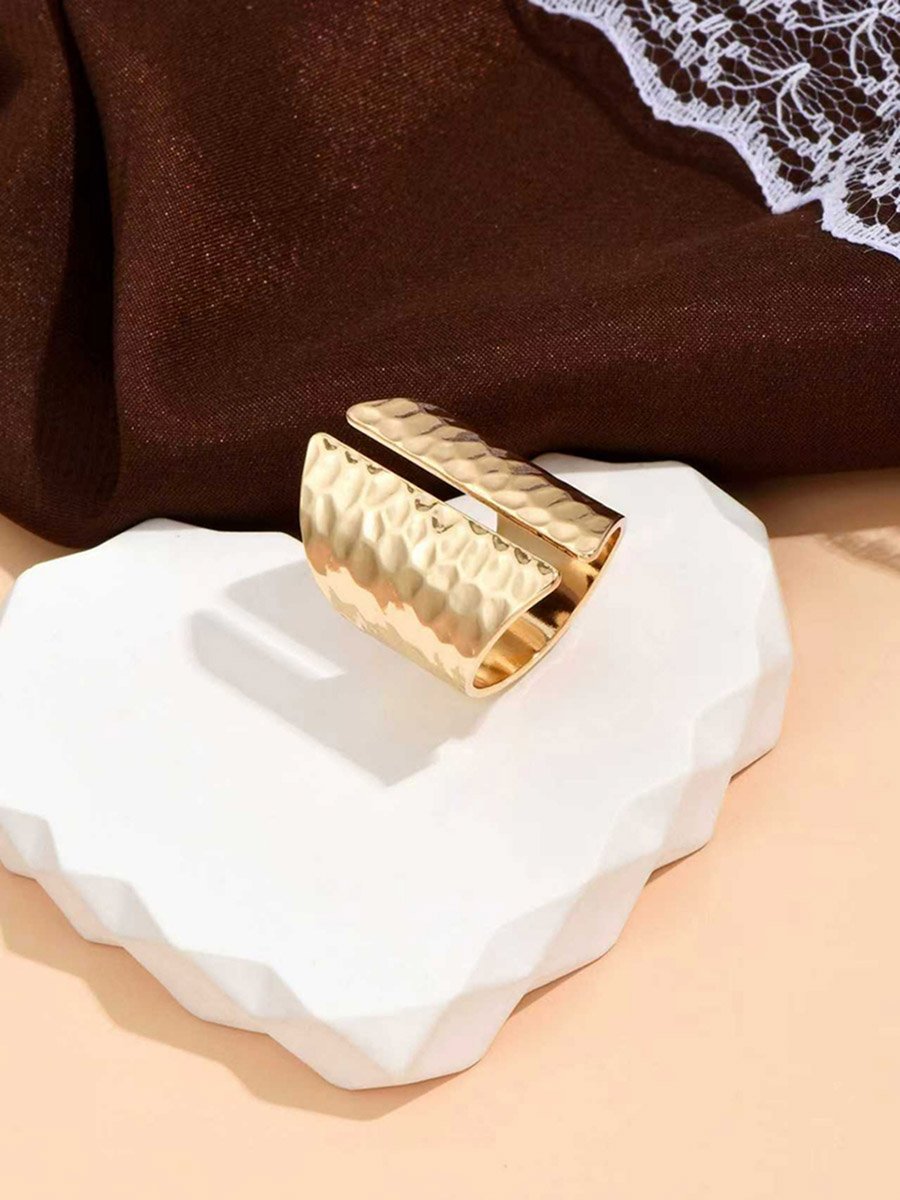 Hammered Gold Tone Cuff Ring