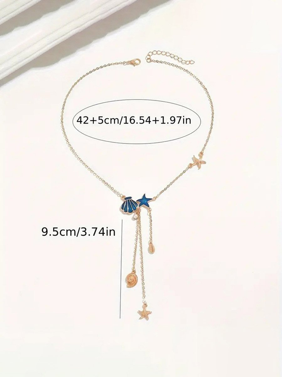 Gold Tone Seashell Y Necklace