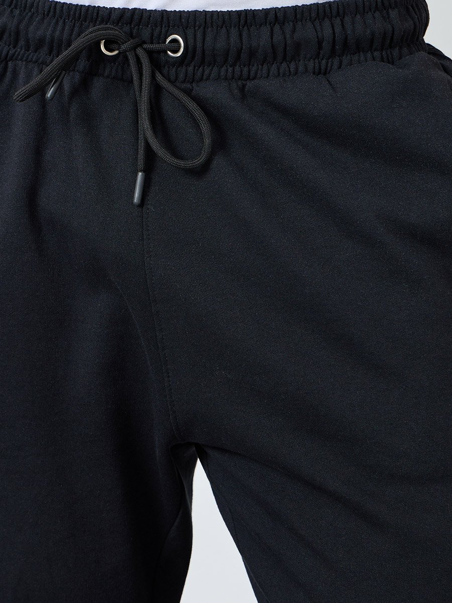 Men Black Oversized Fleece Joggers