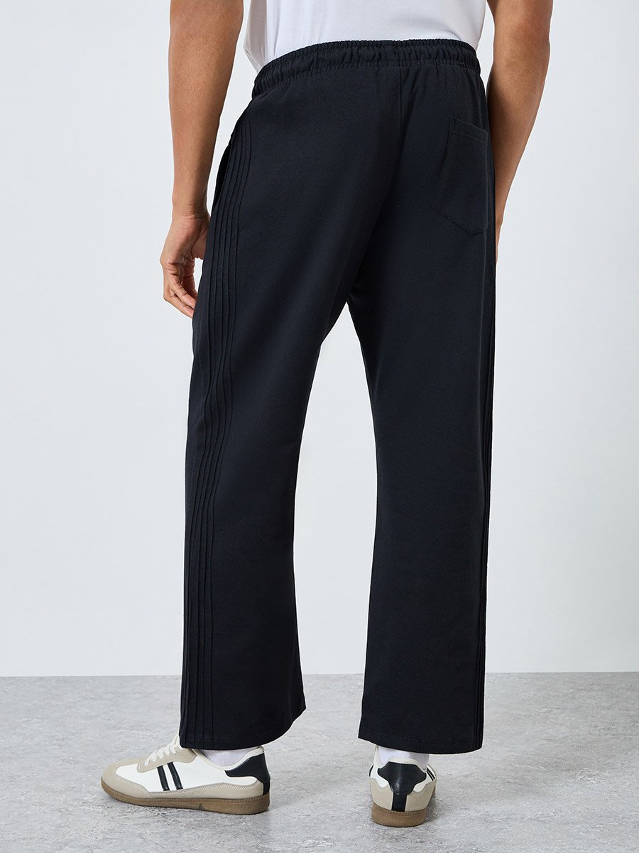Men Black Oversized Fleece Joggers