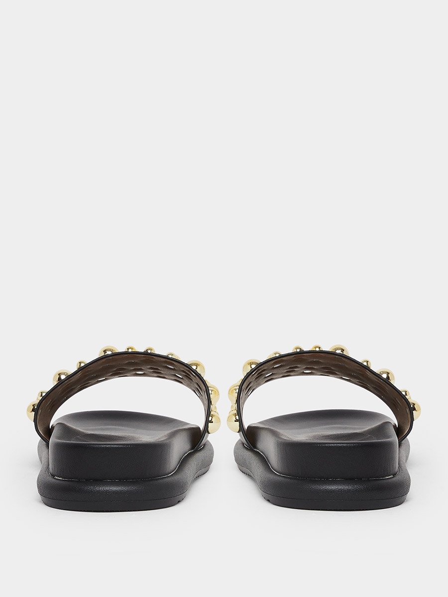 Black Studded Slides