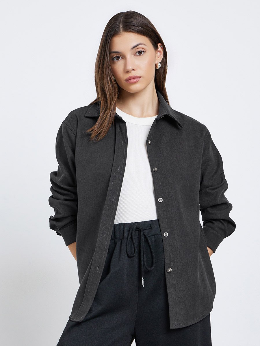 Black Oversized Corduroy Shirt