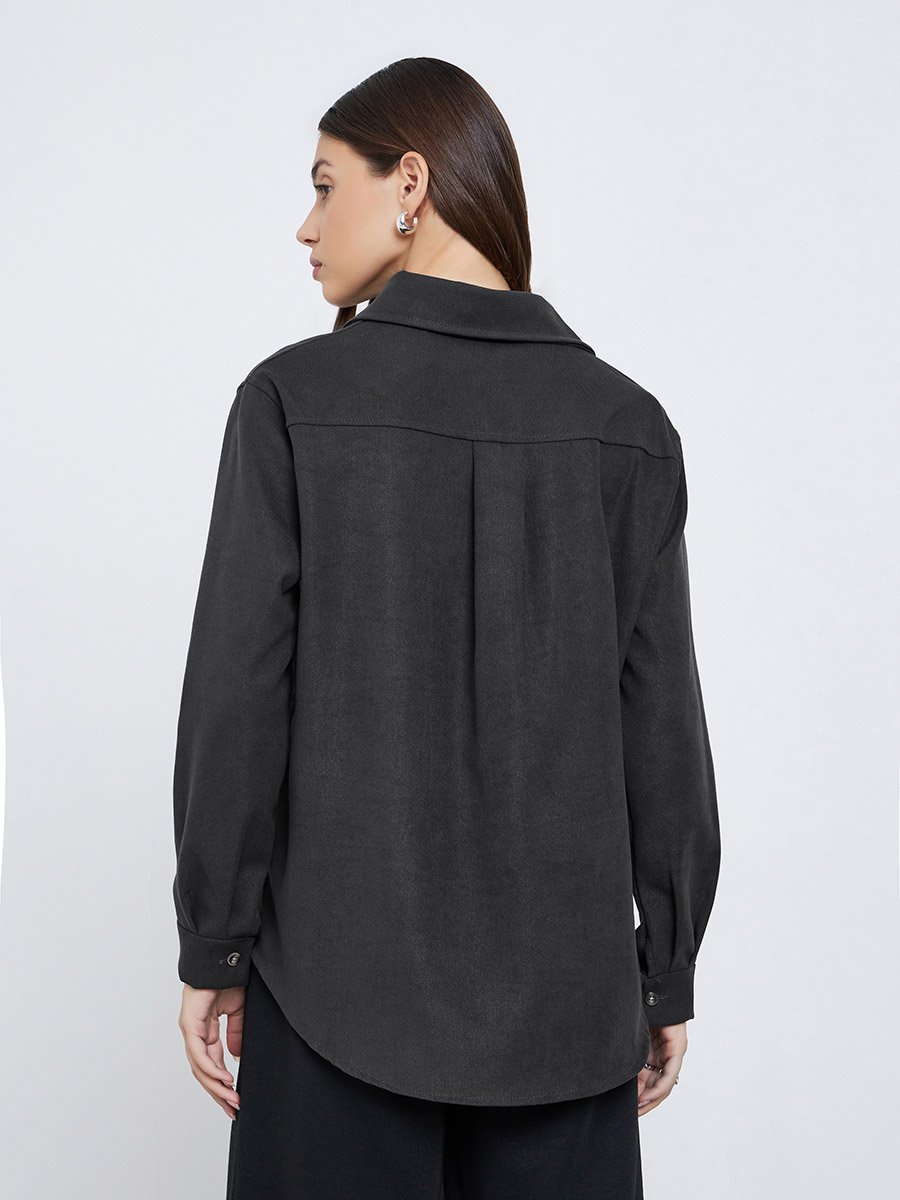Black Oversized Corduroy Shirt