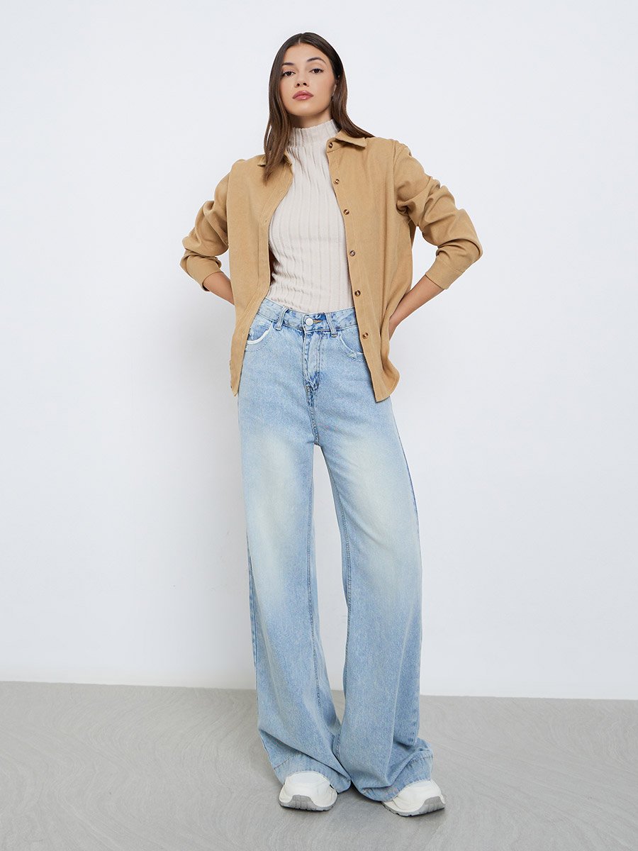 Tan Oversized Corduroy Shirt