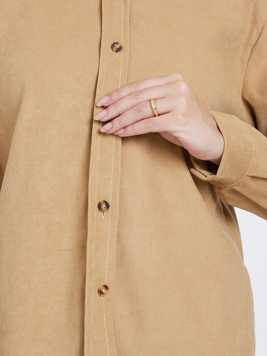 Tan Oversized Corduroy Shirt