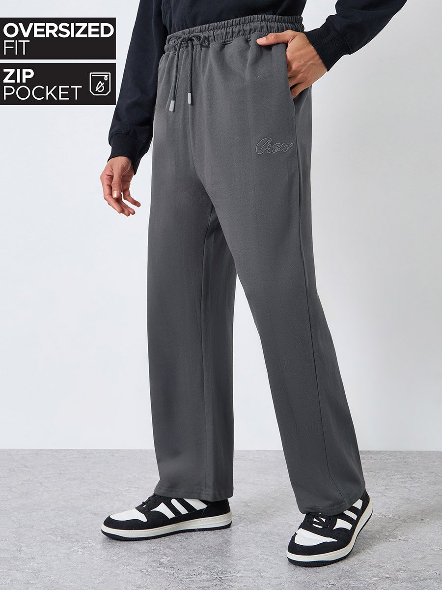 Men Grey Terry Oversized Joggers