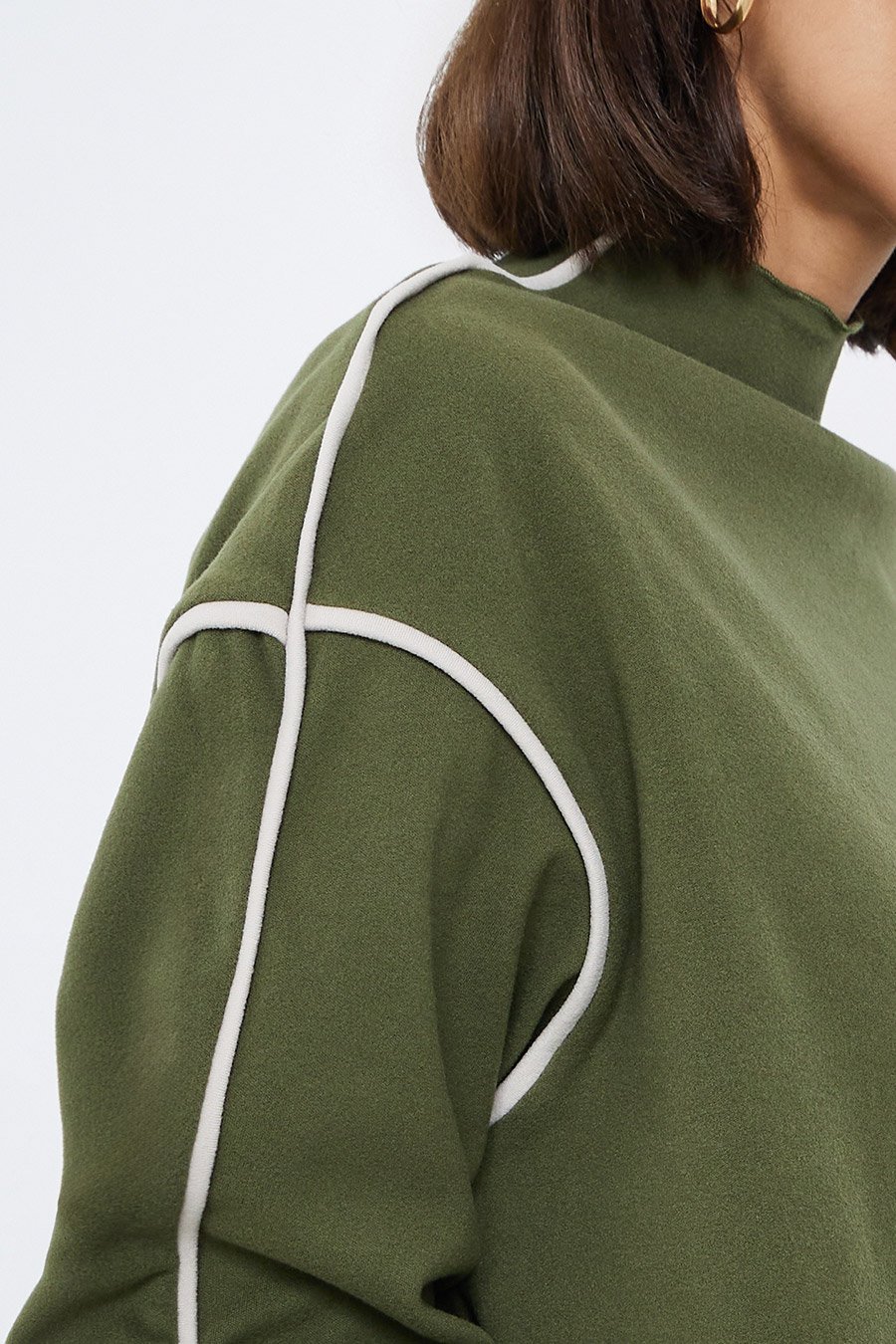 Dark Green Oversized Funnel Neck Sweatshirt