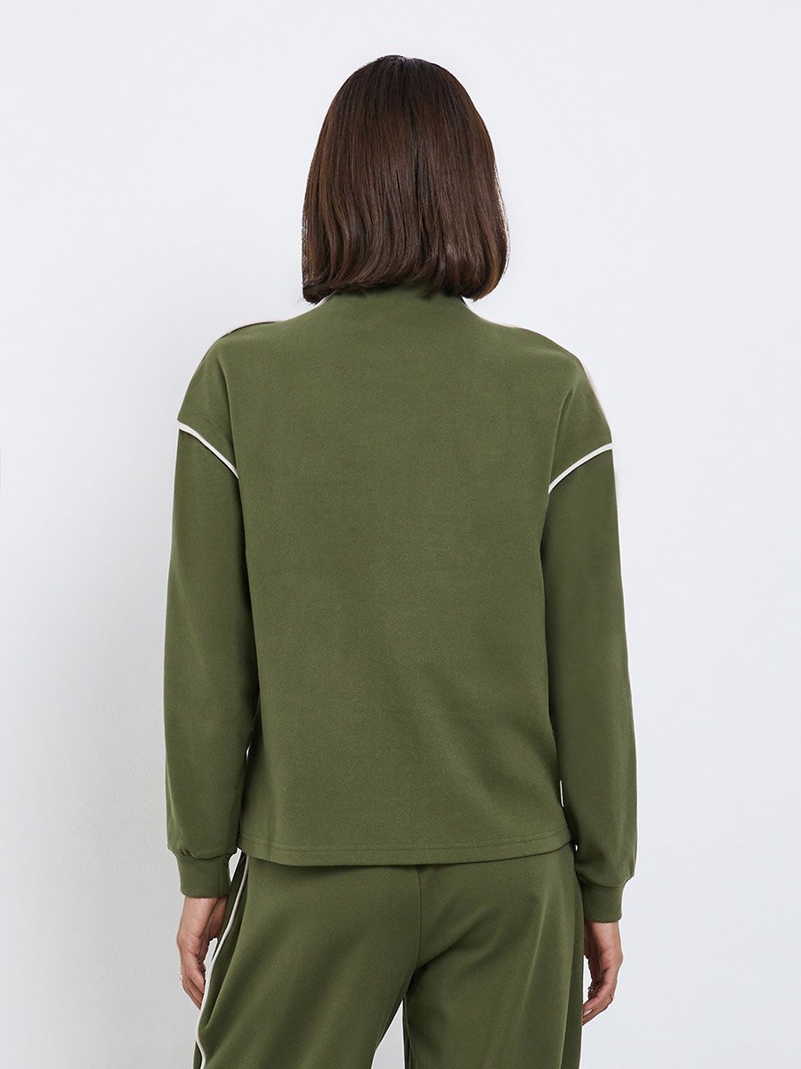 Dark Green Oversized Funnel Neck Sweatshirt