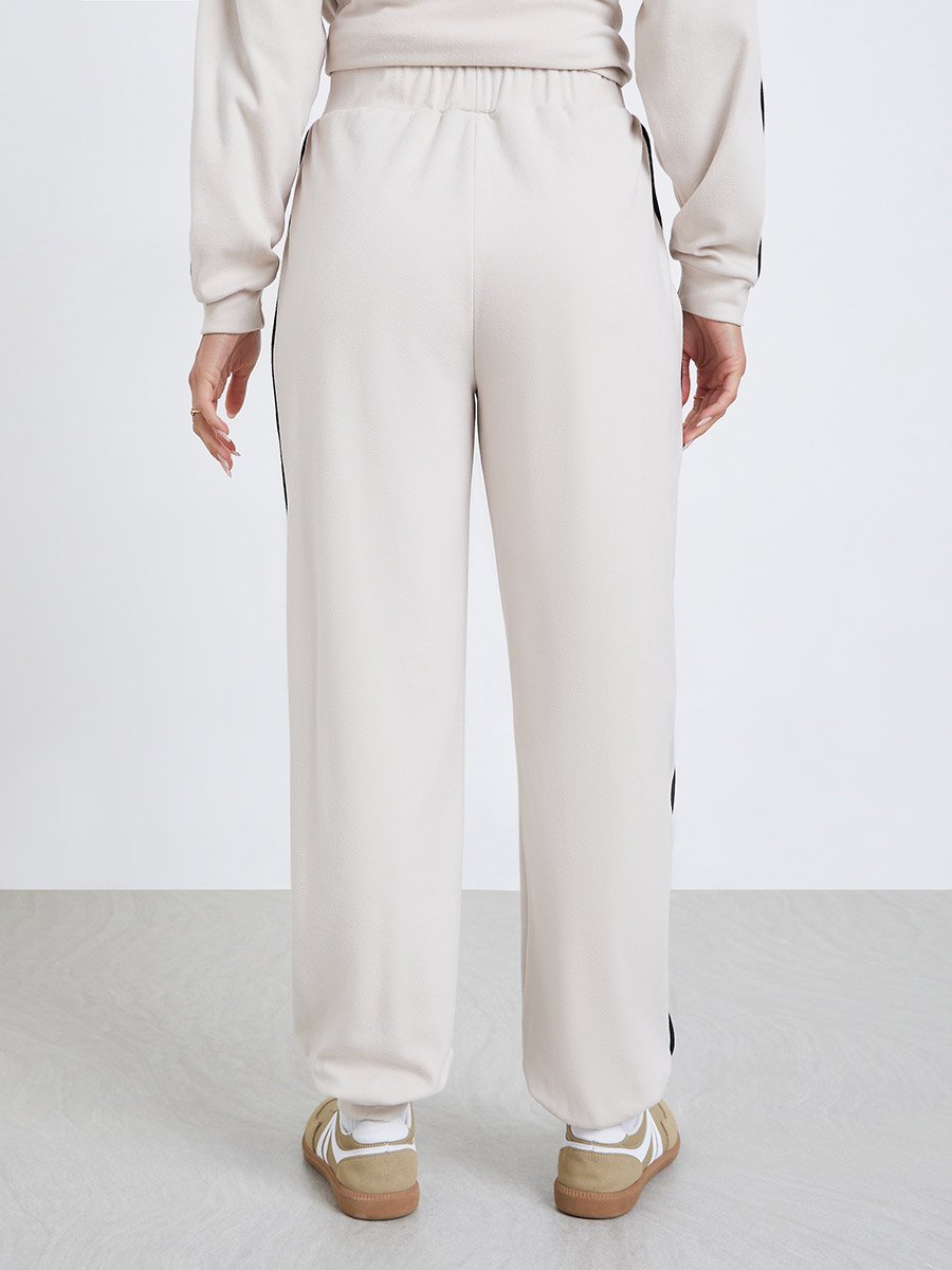 Women Cream Side Stripe Joggers