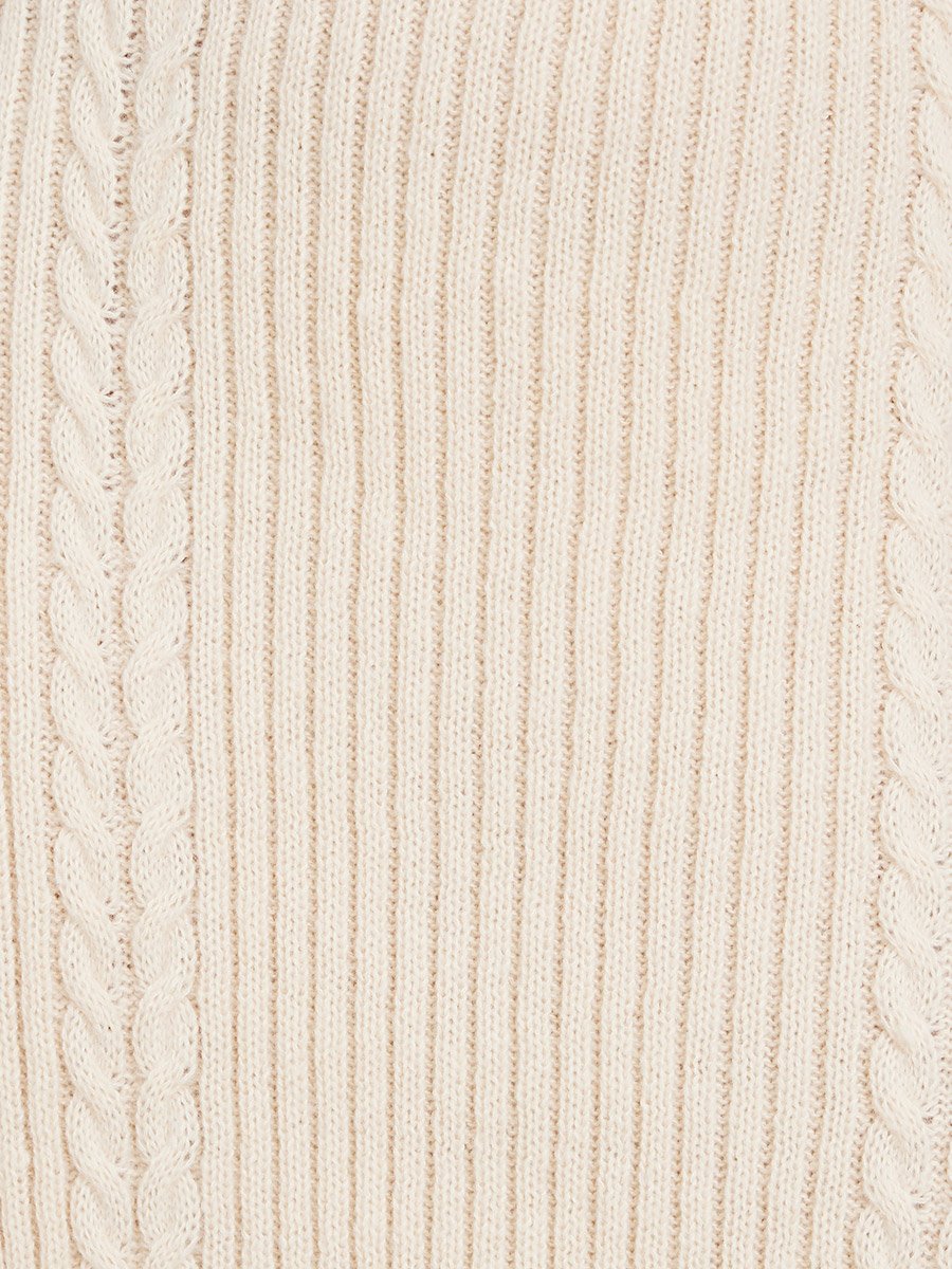 Beige Sweat Cable Knit Maxi Skirt