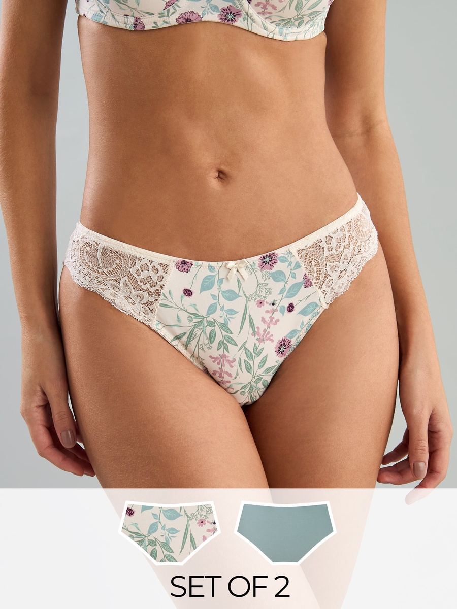 Pack of 2 - Lace Detail Bikini Briefs