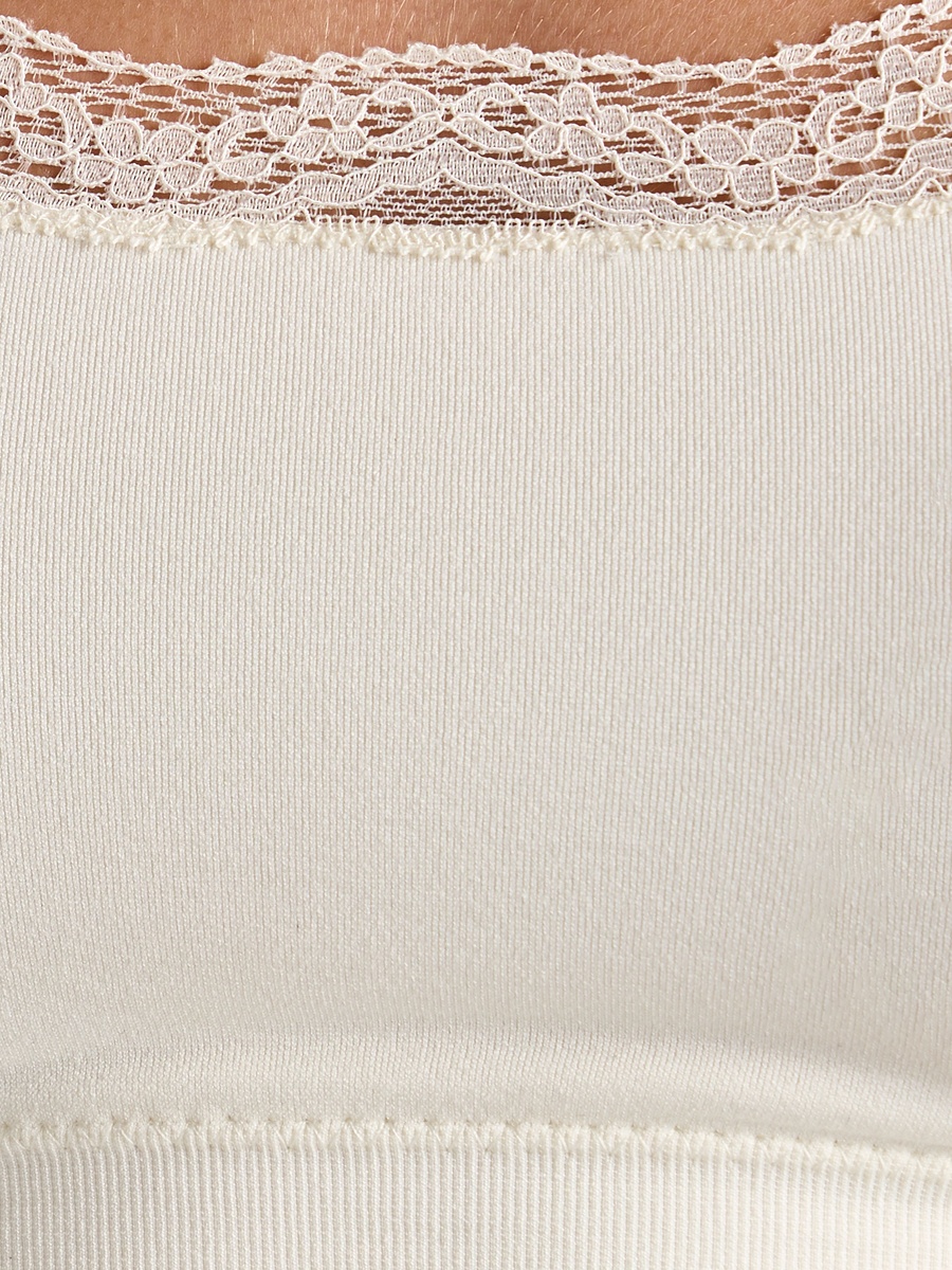 Lace Trim Non-Wired Seamless Crop Top