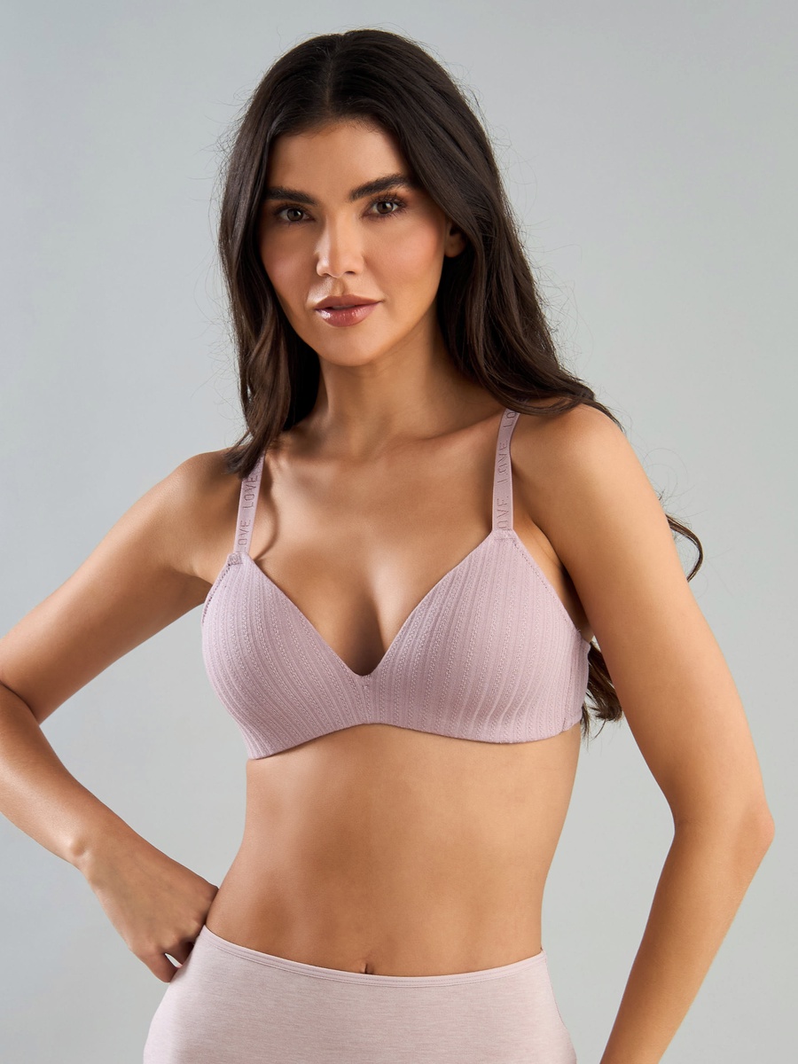 Textured Pointelle Padded Non-Wired Bra