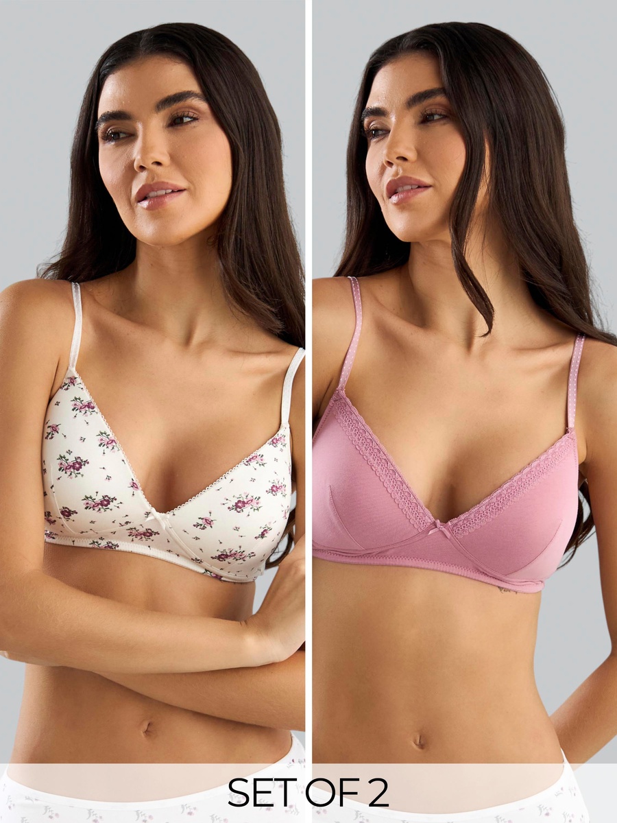 Pack of 2 - Assorted Non-Wired Padded A-Frame Bra