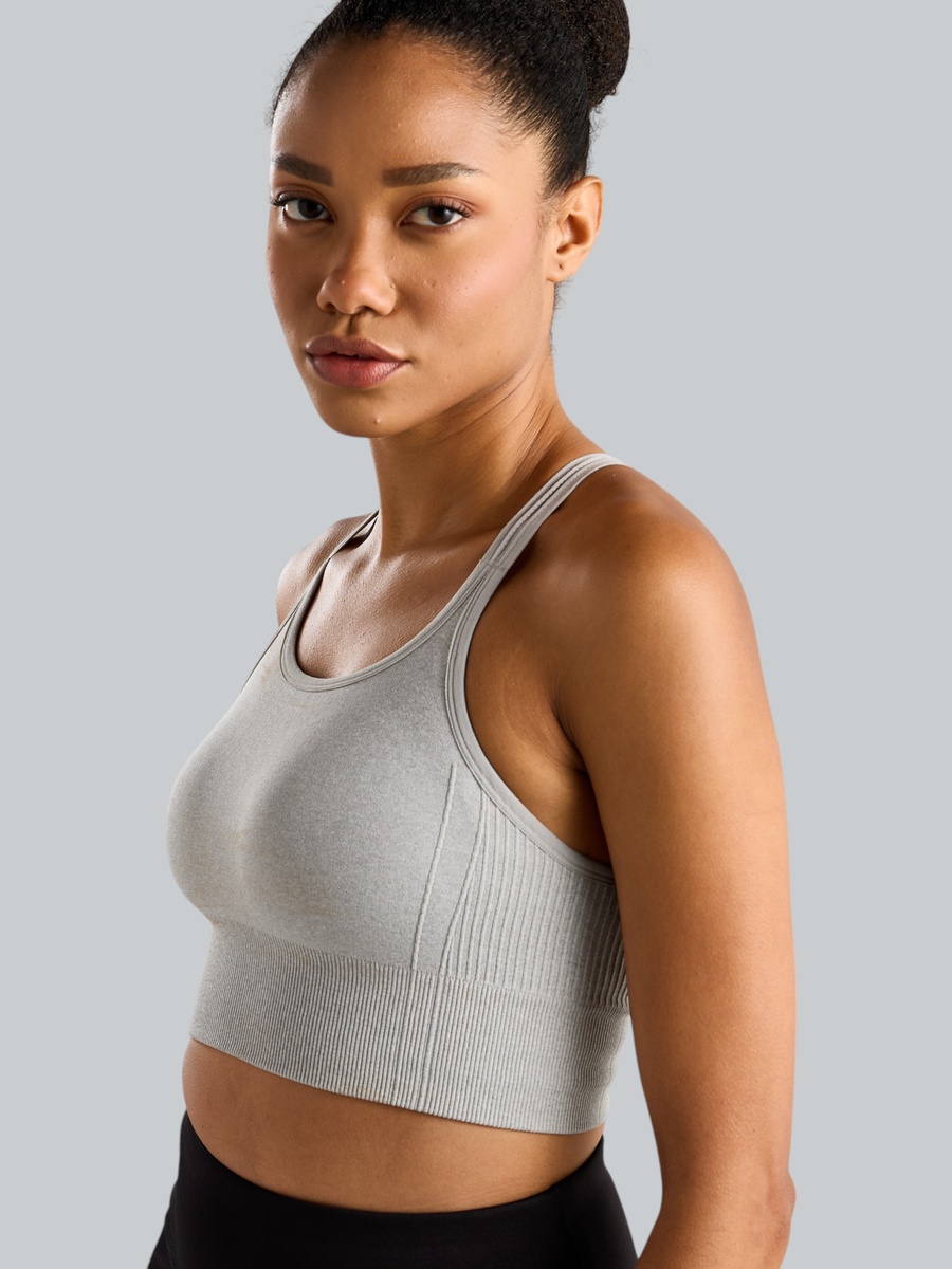 Ribbed Cross-Back Crop Top