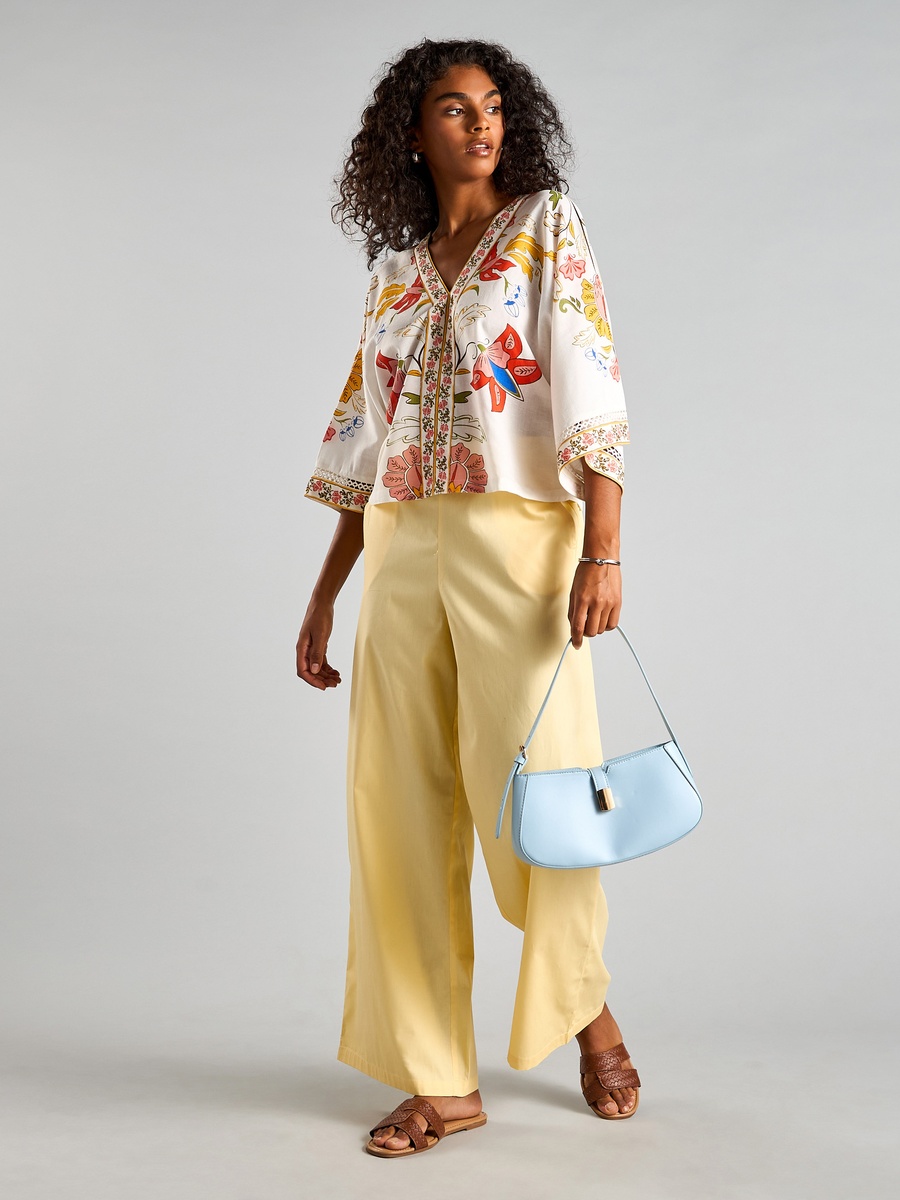 All-Over Print V Neck Kaftan Top