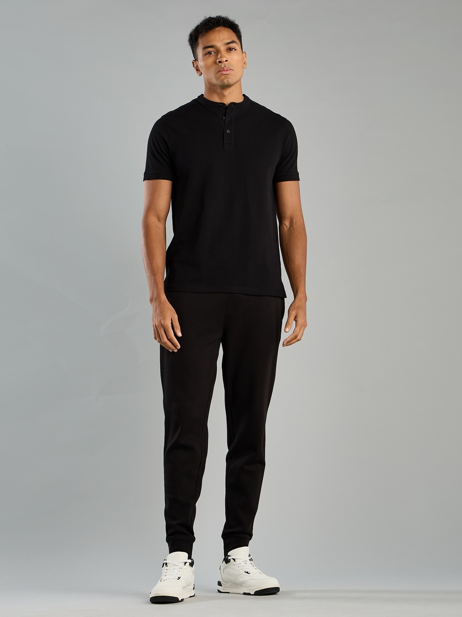 Plain Pique Polo T-Shirt with Mandarin Collar