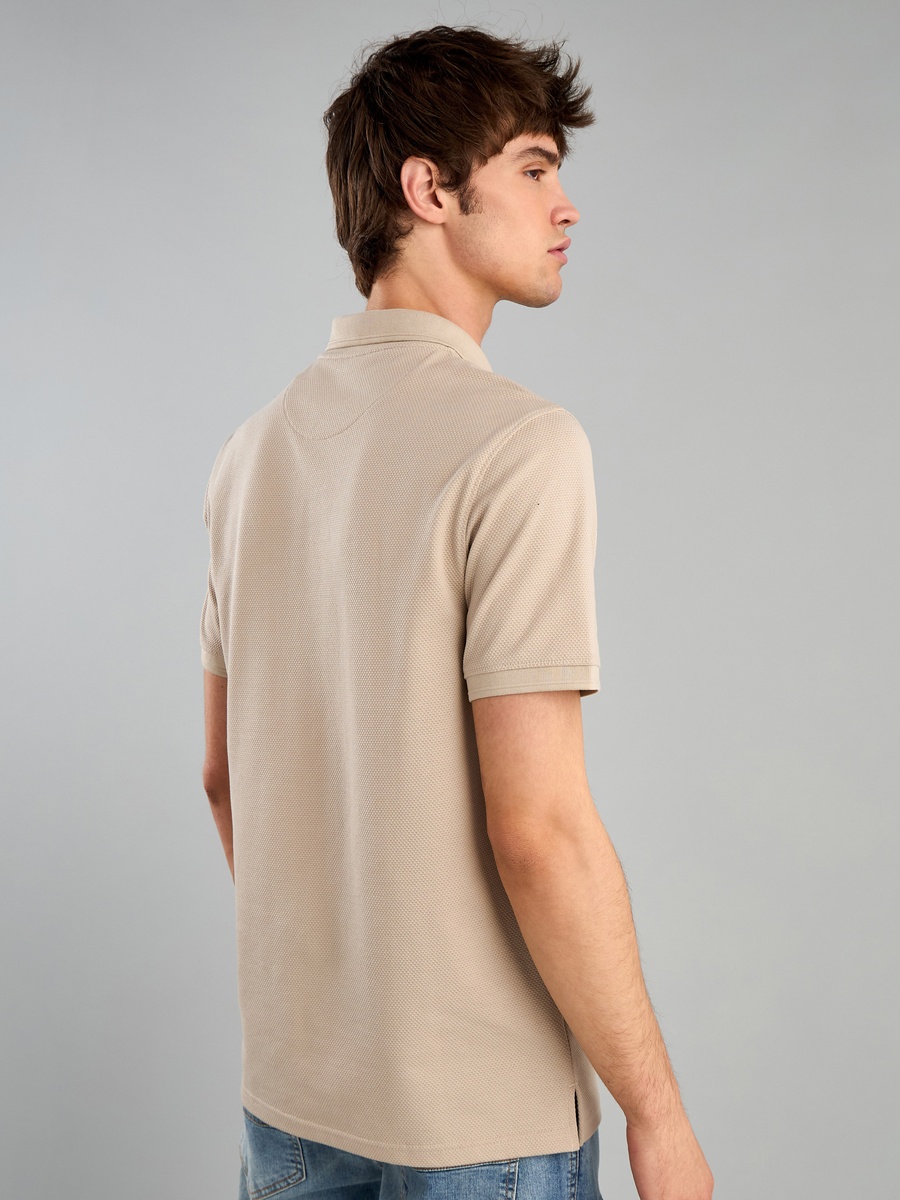 Popcorn Textured Polo T-Shirt with Jacquard Tipping