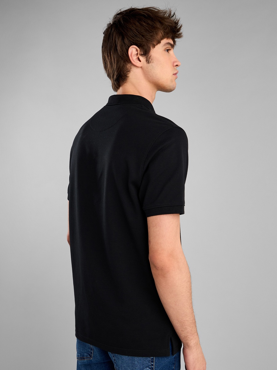 Popcorn Textured Polo T-Shirt with Jacquard Tipping